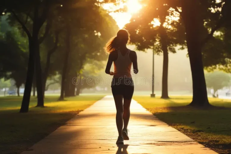 fit energized female jogging outdoors under bright summer sun serene morning generated ai fit energized female 296198486